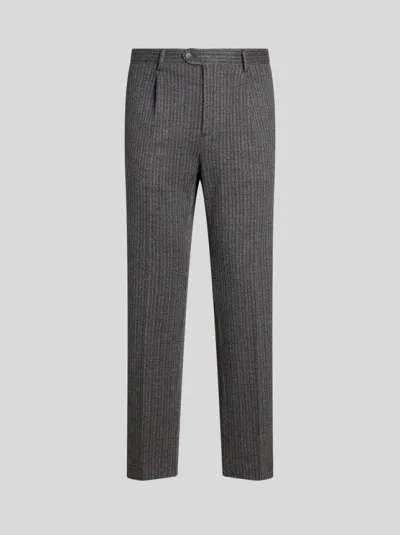 Etro Plaid Chino Trousers In Grey