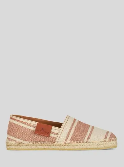 Etro Striped Canvas Espadrilles In Light Brown