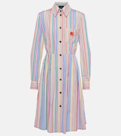 Etro Striped Cotton Shirt Dress In White