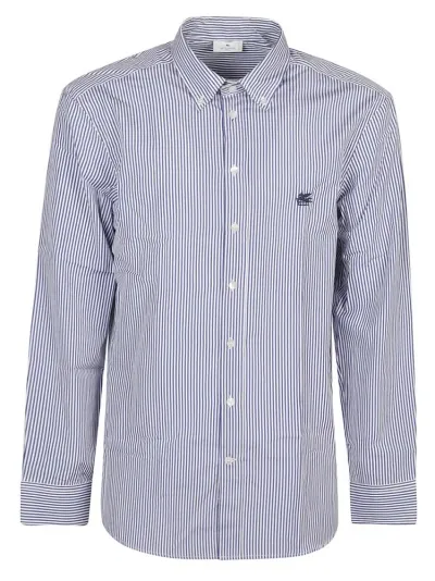 Etro Striped Curved Hem Shirt In Multi