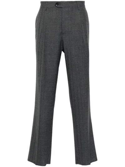 Etro Striped Pleated Trousers In Grey