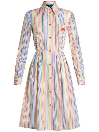 Etro Striped Shirt Dress In 白色