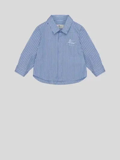 Etro Striped Shirt For Babies In Blue