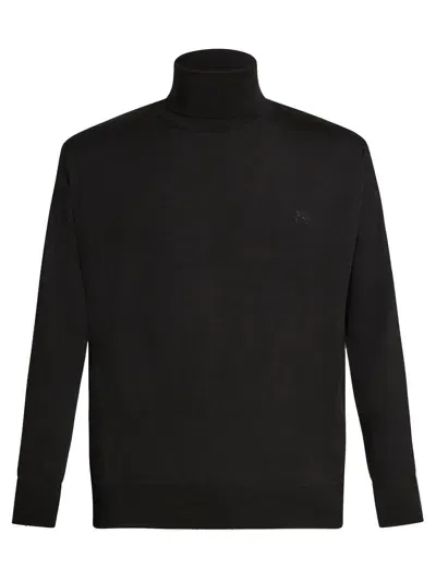 Etro Wool Turtleneck With Embroidery In Negro