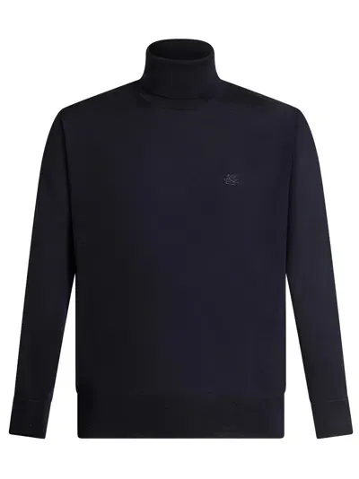 Etro Pegaso-embroidered Wool Jumper In Blue