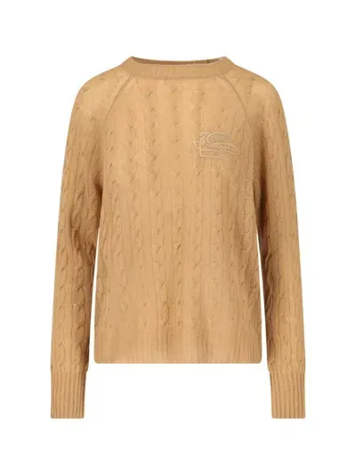 Etro Knit Crew Sweater In Beige