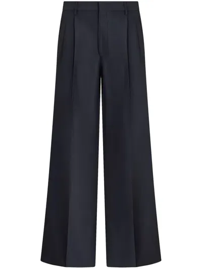 Etro Wool Tailored Trousers In Blue