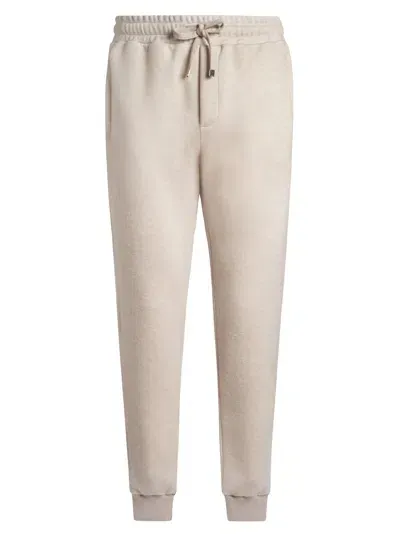 Etro Pegaso-embroidered Wool Jogging Trousers In Beige