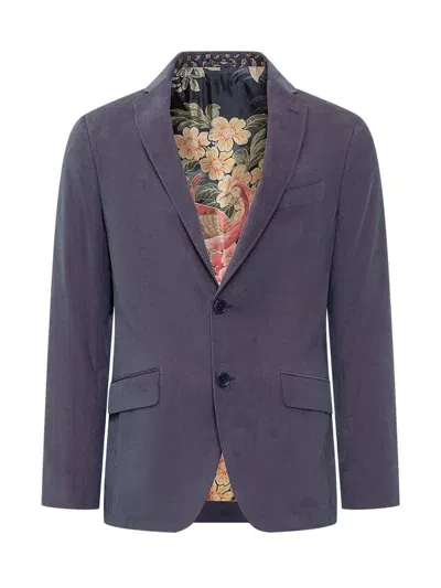 Etro Velvet Blazer In Blue