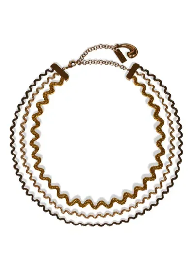 Etro Wave Multi-chain Choker In Brown