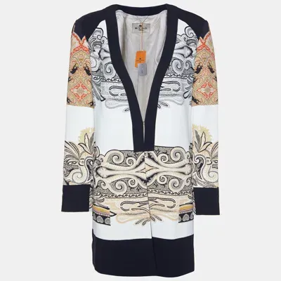 Pre-owned Etro White Paisley Print Crepe Short Coat M