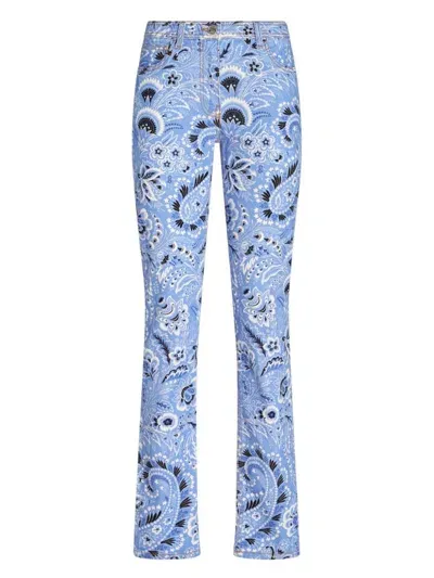 Etro Mid-rise Bandana-print Skinny-leg Jeans In Blue