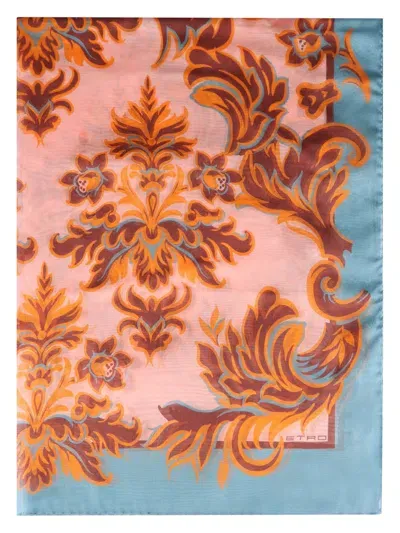 Etro Printed Silk Scarf In Pink