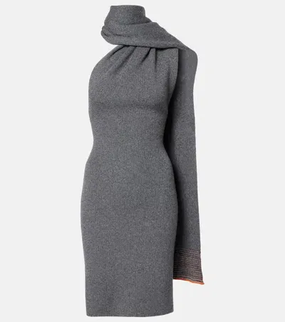 Etro Wool And Cashmere-blend Minidress In Grey