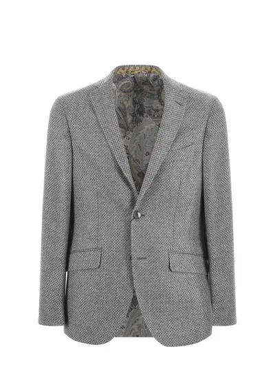 Etro Wool And Cashmere Jacket In Grigio