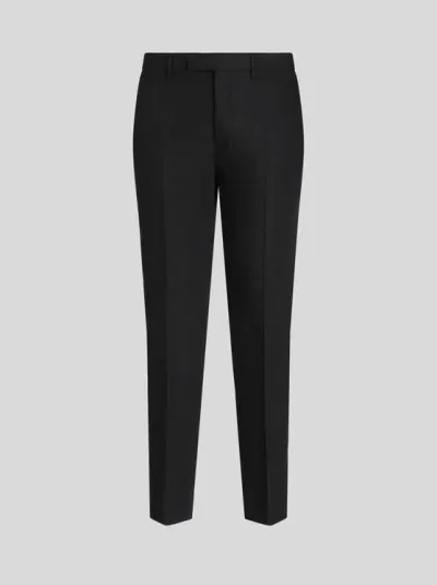 Etro Wool And Mohair Slim-fit Trousers In Black