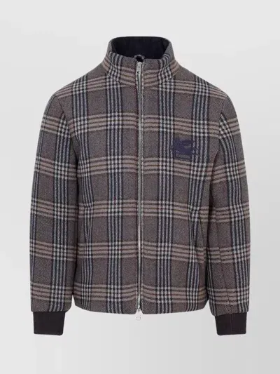 Etro Virgin Wool Padded Jacket In Grey