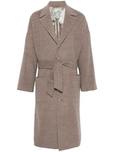 Etro Wool Coat In Neutrals