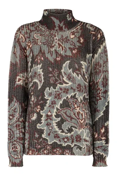 Etro Wool Turtleneck Sweater In Grey