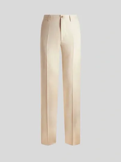 Etro Wool Twill Trousers In Neutrals