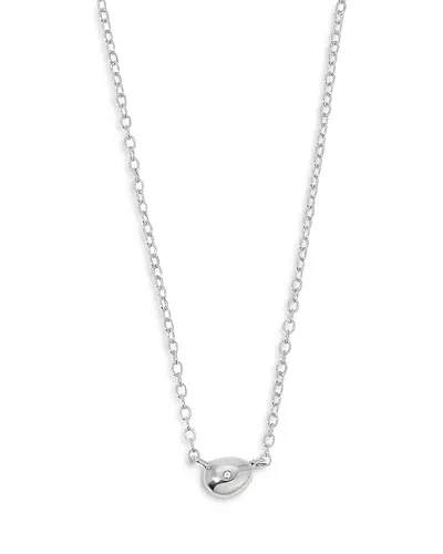 Ettika Pave Polished Pebble Pendant Necklace, 14-17 In Rhodium