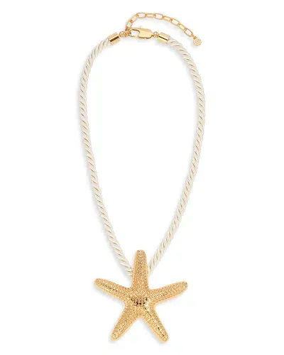 Ettika Starfish Cord Pendant Necklace In 18k Gold Plated, 15-18 In Beige