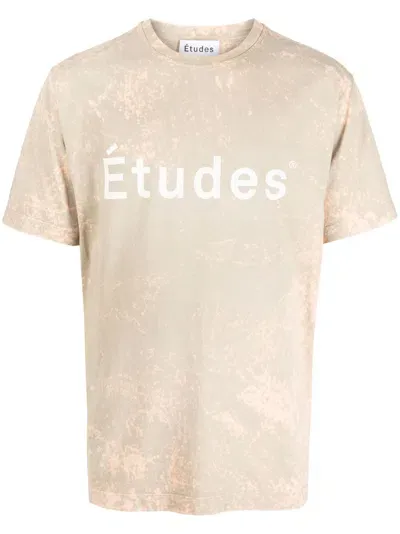 Etudes Studio Logo-print Bleached T-shirt In Neutrals