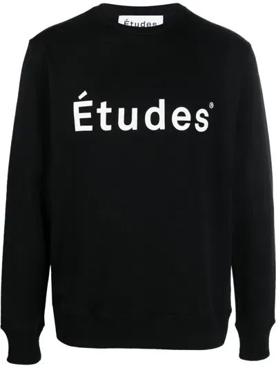 Etudes Studio Logo-print Crew Neck Sweatshirt In Black