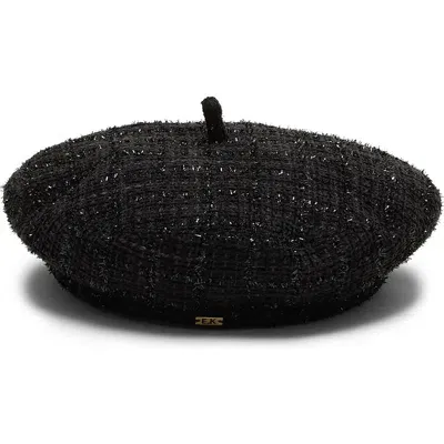 Eugenia Kim Carter Sparkly Tweed Beret In Black