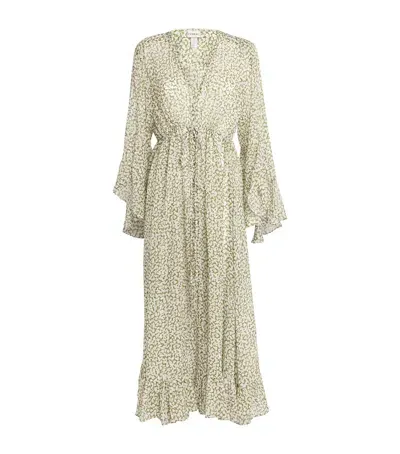 Evarae Floral Arna Midi Kaftan In Green