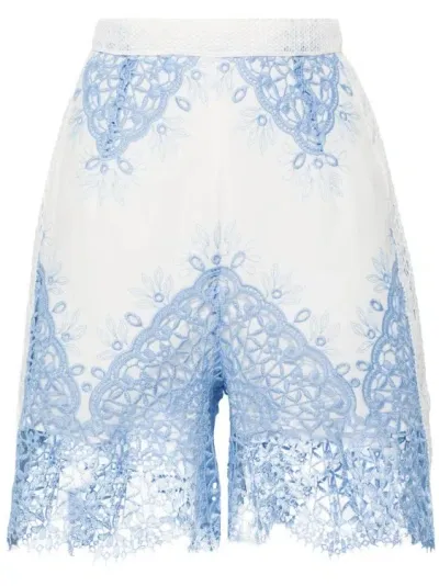 Evarae Women's Layla Cotton Lace Shorts In Vista Blue Creme