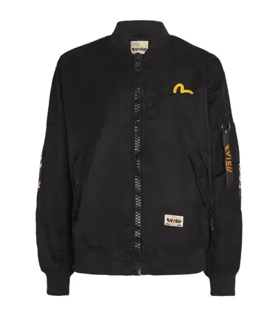 Evisu Nylon Daicock Bomber Jacket In Black