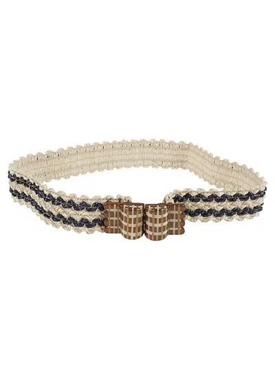 Exquisite J Striped Raffia Belt