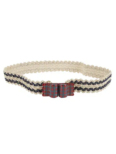 Exquisite J Striped Raffia Belt