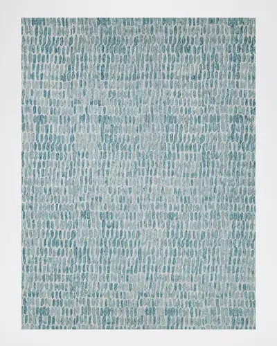 Exquisite Rugs Ink Blot Hand-tufted Turquoise Rug, 10' X 14'