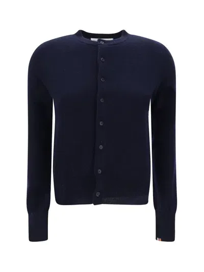 Extreme Cashmere Buttoned Crewneck Cardigan In Navy