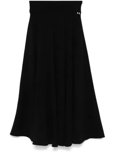 Extreme Cashmere Flared High-waisted Midi Skirt Cashmere Blend In Black