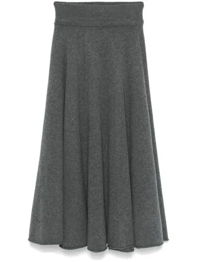 Extreme Cashmere Twirl Cashmere Midi Skirt In Grey