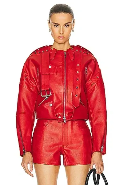 Ezr Biker Jacket In Samba Red