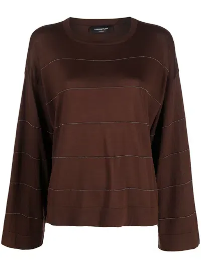 Fabiana Filippi Bead-embellished Crew-neck Sweatshirt In Brown