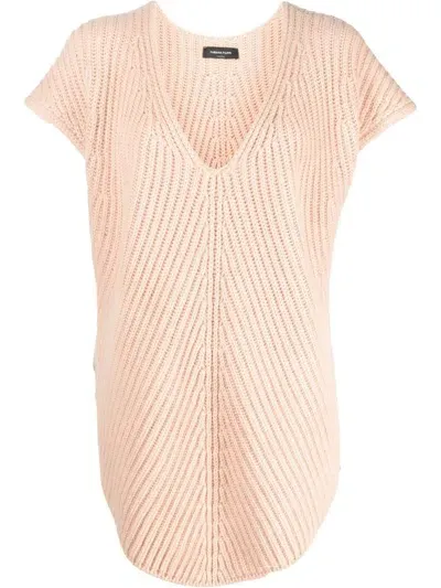 Fabiana Filippi Cashmere V-neck Knitted Top In Pink