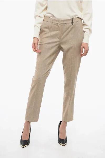 Fabiana Filippi Cool Wool Pants With Shimmer Detail In Gold