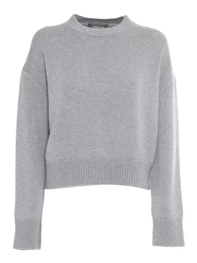 Fabiana Filippi Crew Neck Sweater With Embossed Effect Detail In Grey