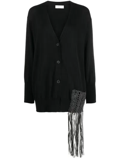 Fabiana Filippi Crochet-detail V-neck Cardigan In Black