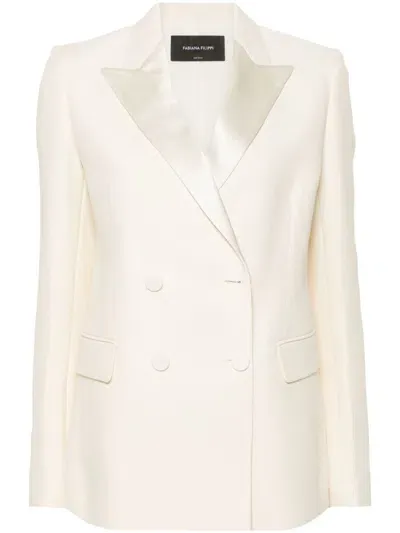 Fabiana Filippi Double-breasted Crepe Blazer In Neutrals