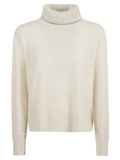 Fabiana Filippi Glittery Turtleneck Jumper In Rafia