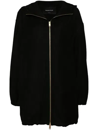 Fabiana Filippi Hooded Zipper Jacket In Black