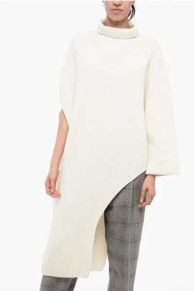 Fabiana Filippi Knitted Sweater With Asymmetric Desing In White