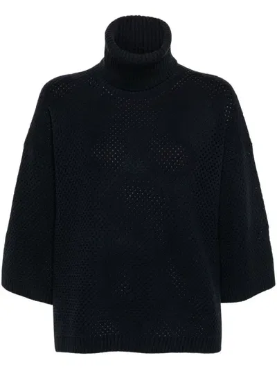 Fabiana Filippi Lace-knit Wool And Silk Sweater In Blue