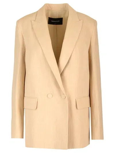 Fabiana Filippi Linen Double-breasted Blazer In Sand